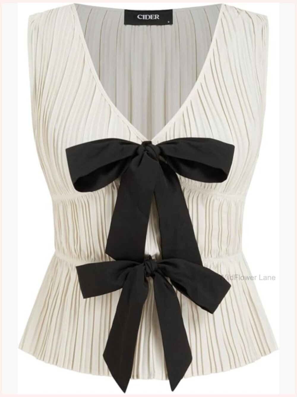 Sleeveless V-Neck Tank Top with Bow Front, Going Out Casual Blouse
